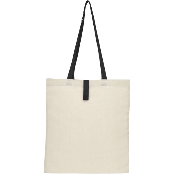 Nevada 100 g/m² cotton foldable tote bag 7L - Natural / Solid Black