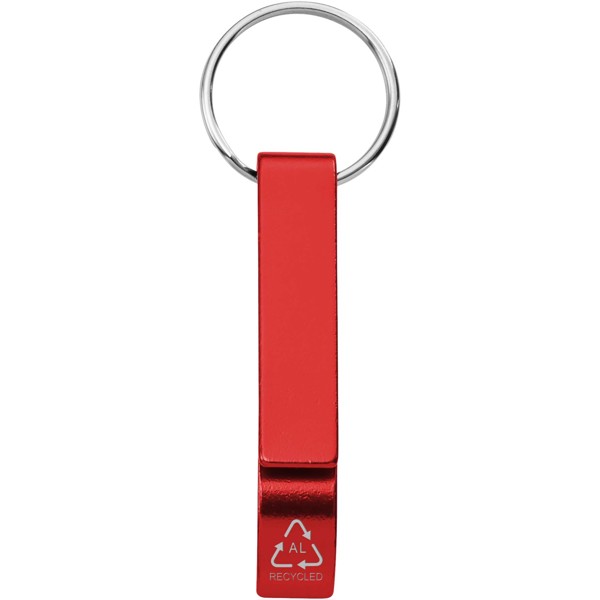 Tao RCS recycled aluminium bottle and can opener with keychain - Red