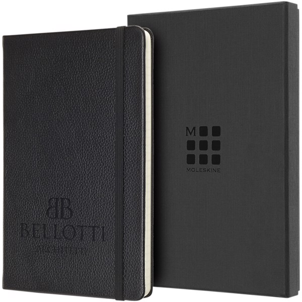 Classic L leather notebook - ruled - Solid black