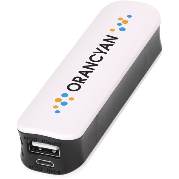 Edge 2000 mAh power bank - White / Solid black