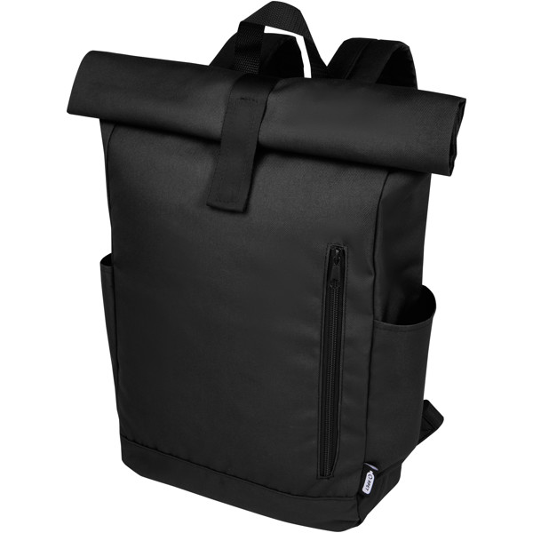 Byron 15.6\" GRS RPET roll-top backpack 18L - Black