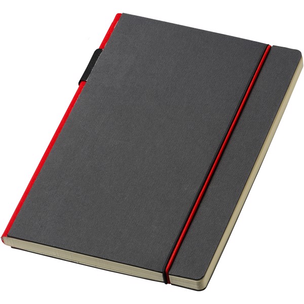Libreta A5 de tapa dura "Cuppia" - Negro intenso / Rojo