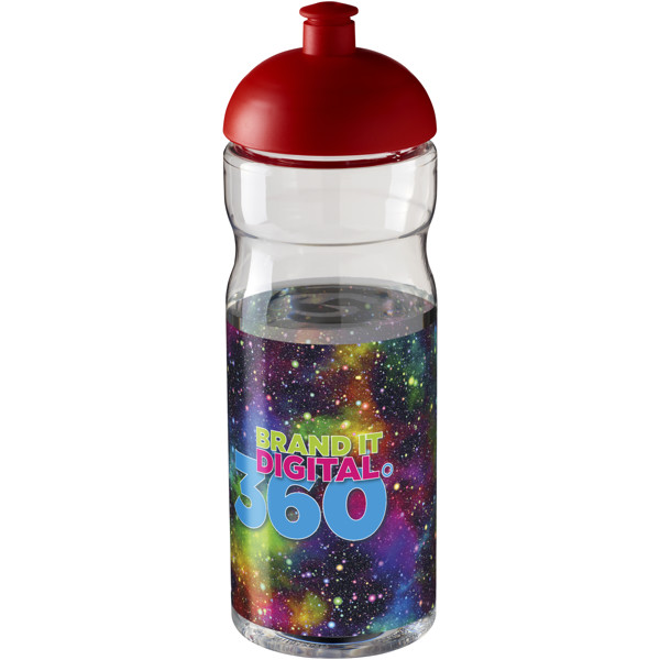 Sportovní láhev s kupolovitým víčkem H2O Base® 650 ml - Průhledná / Červená s efektem námrazy