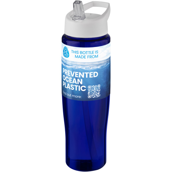 H2O Active® Eco Tempo 700 ml spout lid sport bottle - White / Blue