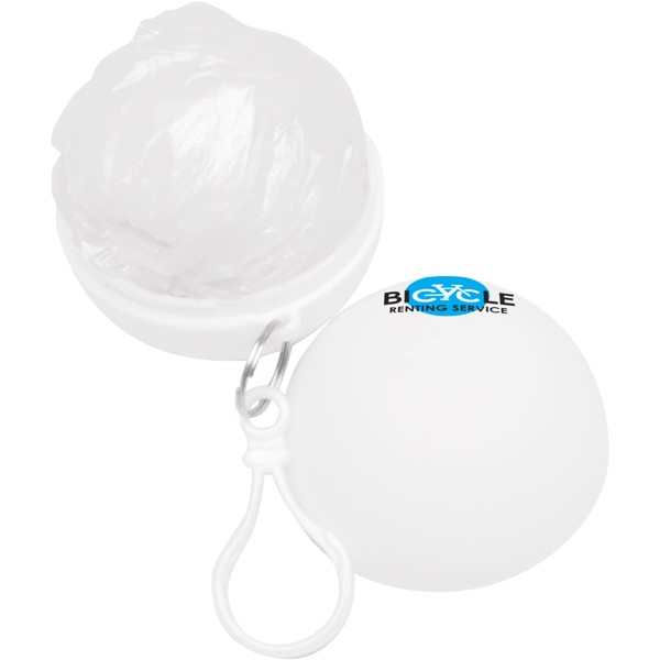 Xina rain poncho in storage ball with keychain - White
