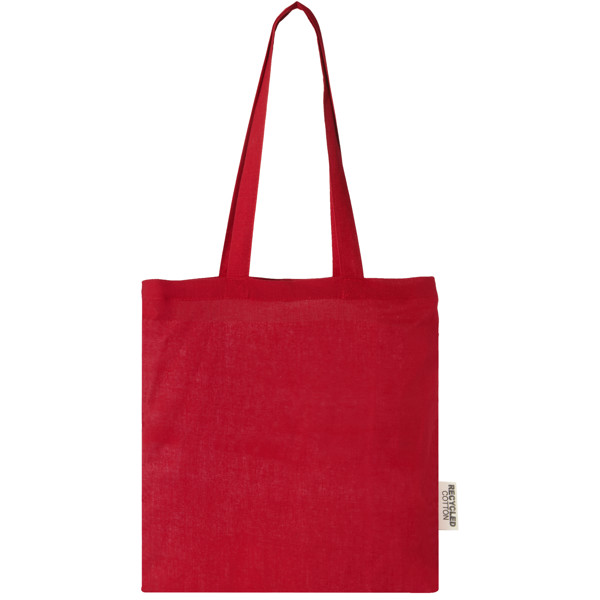 Madras 140 g/m2 GRS recycled cotton tote bag 7L - Red