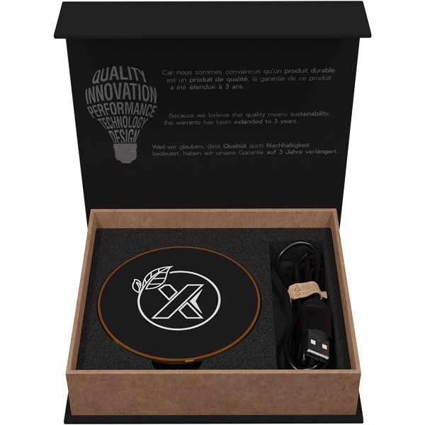SCX.design W13 10W wooden wireless charging station - Solid black / Brown / Mid green