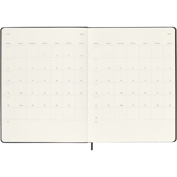 Moleskine hard cover 12 month XL weekly planner