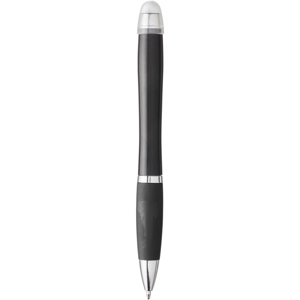 Nash light-up black barrel and grip ballpoint pen - White