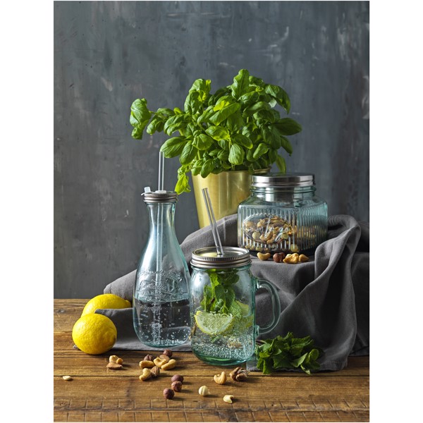 Polpa recycled glass bottle with straw