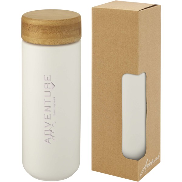 Lumi 300 ml ceramic tumbler with bamboo lid - White