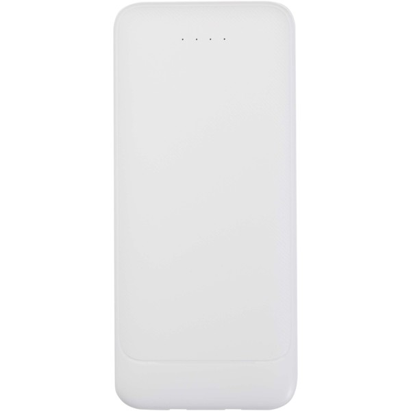 Adhil 10.000 mAh 10W recycled plastic power bank with 2 built-in cables - White