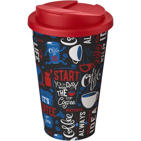 Termo hrnek Brite-Americano® 350 ml s uzávěrem odolným proti rozlití - Bílá / Červená s efektem námrazy