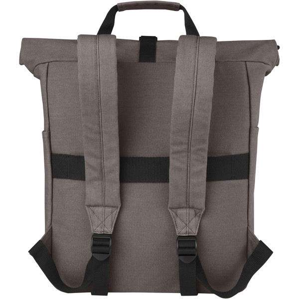 Joey 15” GRS recycled canvas rolltop laptop backpack 15L - Grey