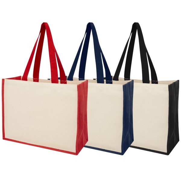 Varai 320 g/m² canvas and jute shopping tote bag 23L - Red