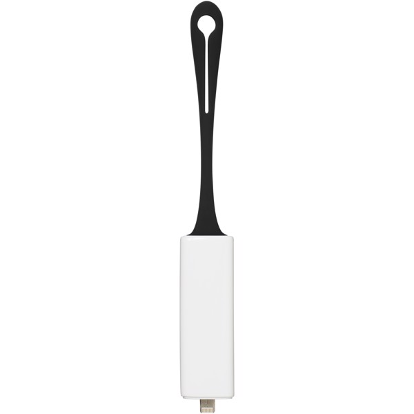 Denzi 700 mAh power bank with device charging tip - White / Solid black