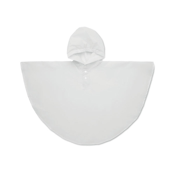 PEVA kid rain coat with hood Ponchie - White