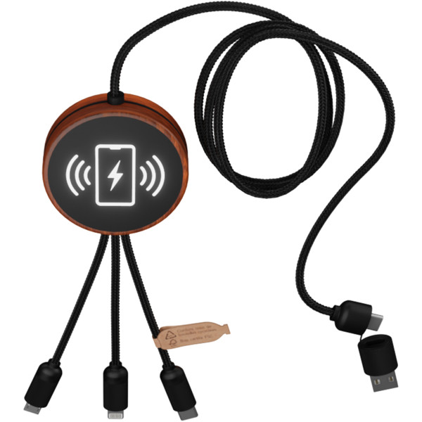 SCX.design C40 5-in-1 rPET light-up logo charging cable and 10W charging pad