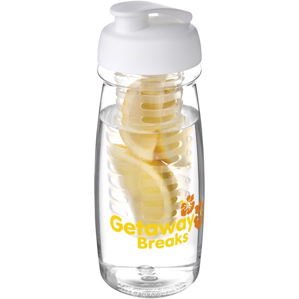 H2O Active® Pulse 600 ml flip lid sport bottle & infuser - Transparent / White