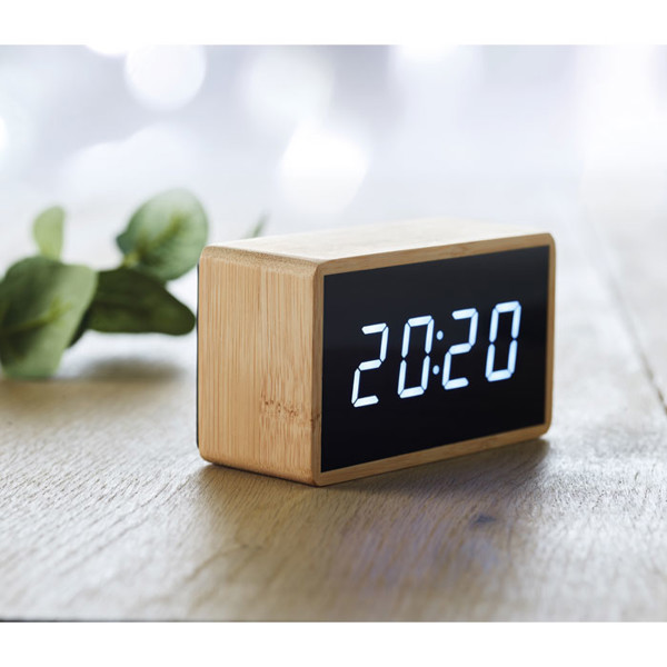 LED Tisch Uhr Bambus Miri Clock