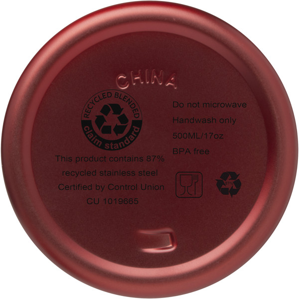 Vasa 500 ml RCS certified recycled stainless steel copper vacuum insulated bottle - Red