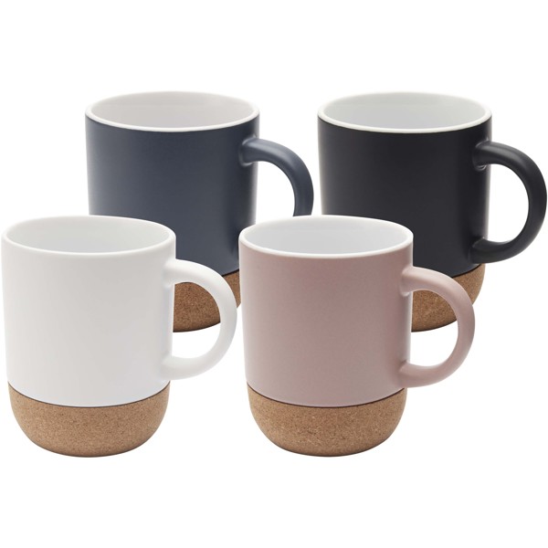 Billie 300 ml ceramic mug with cork details and matt finish - White
