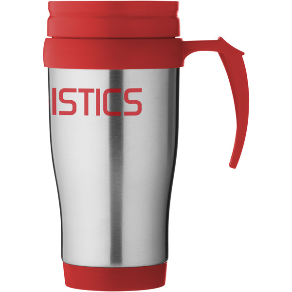 Taza isotérmica de 400 ml "Sanibel" - Plateado / Rojo