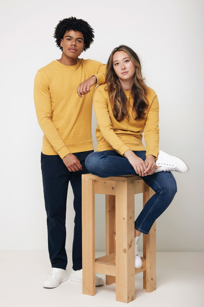IQONIQ Zion recycled cotton crew neck - Ochre Yellow / XS