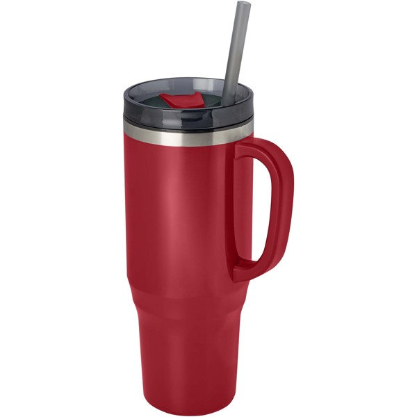 Melbourne 1200 ml RCS certified insulated tumbler with straw - Red