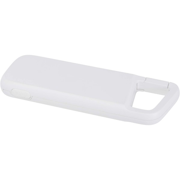 Alkes 5000 mAh 12W recycled plastic water resistant power bank with carabiner - White