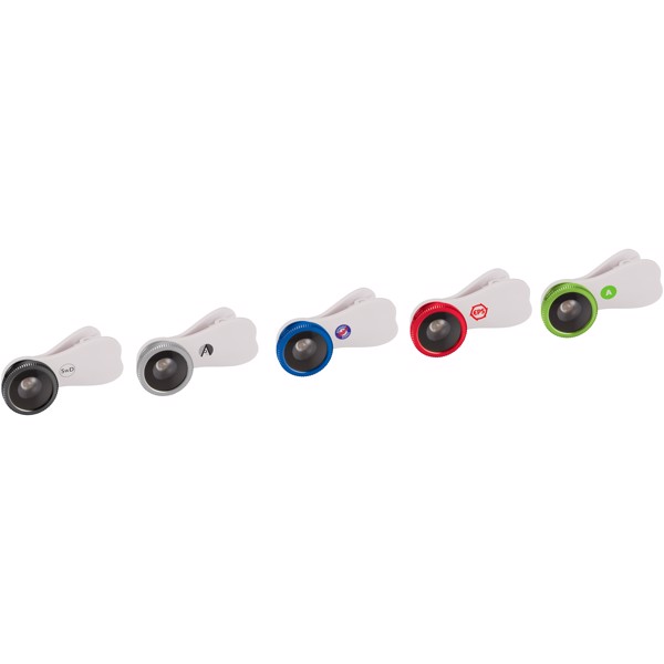 Fish-eye smartphone camera lens with clip - White / Silver