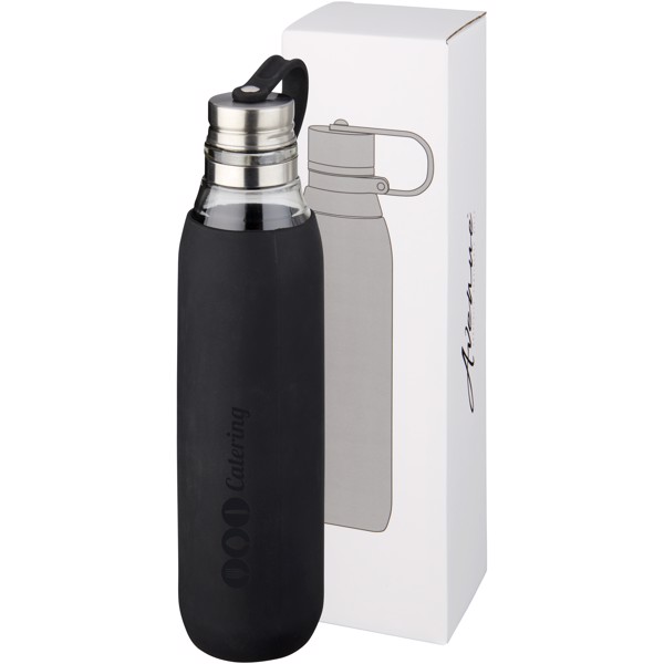 Oasis 650 ml glass sport bottle - Solid black