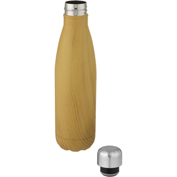 Cove 500 ml vacuum insulated stainless steel bottle with wood print - Heather Natural