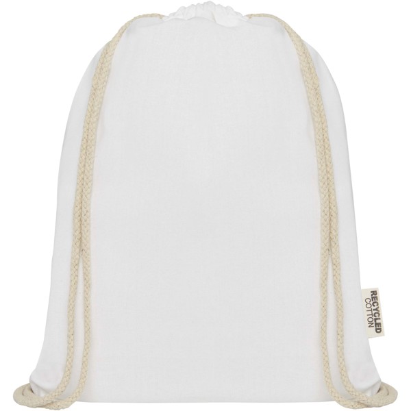 Oregon 140 g/m² GRS recycled cotton drawstring bag - White