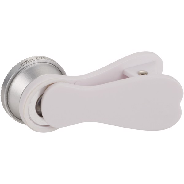 Fish-eye smartphone camera lens with clip - White / Silver