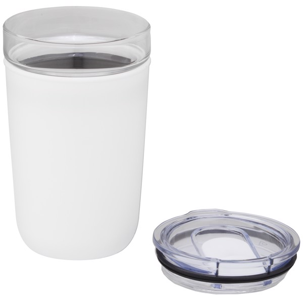 Bello 420 ml glass tumbler with recycled plastic outer wall - White