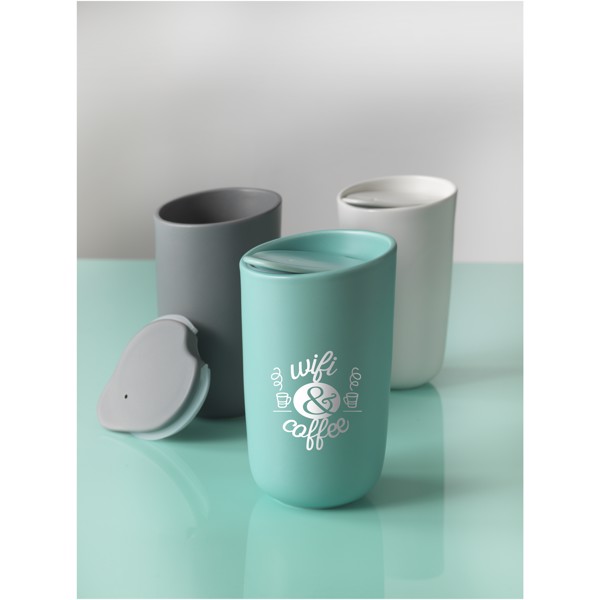 Vaso de cerámica de doble pared de 410 ml "Mysa" - Blanco