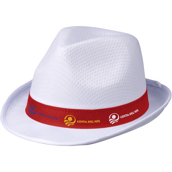 Klobouk Trilby se stuhou - Bílá / Červená s efektem námrazy