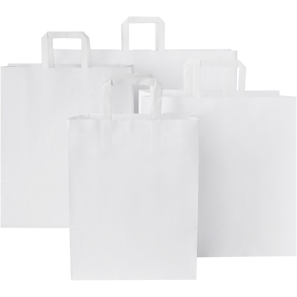 Kraft 80-90 g/m2 paper bag with flat handles - 25 x 11 x 32 cm - White