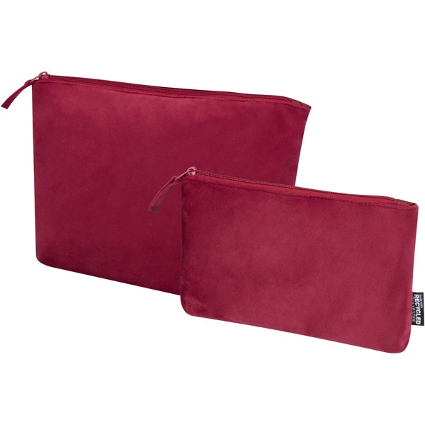 Swift GRS recycled velvet toiletry bag set - Burgundy