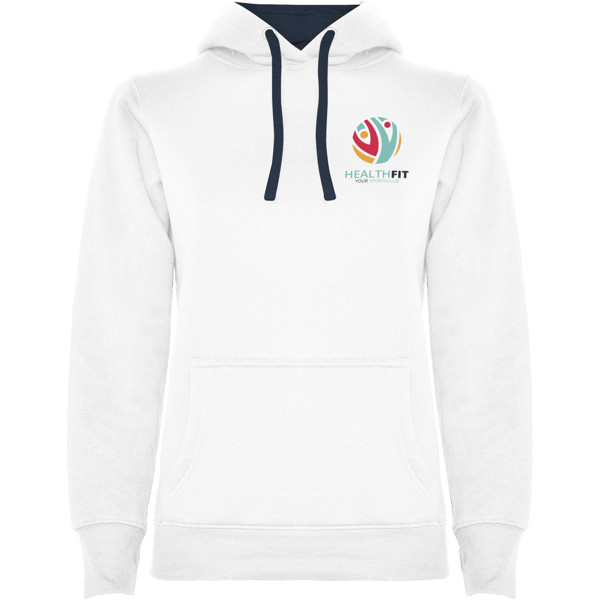Urban women's hoodie - White / Navy Blue / S