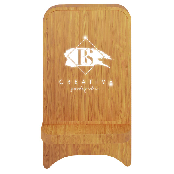 SCX.design W26 10W wooden wireless charging phone stand with light-up logo