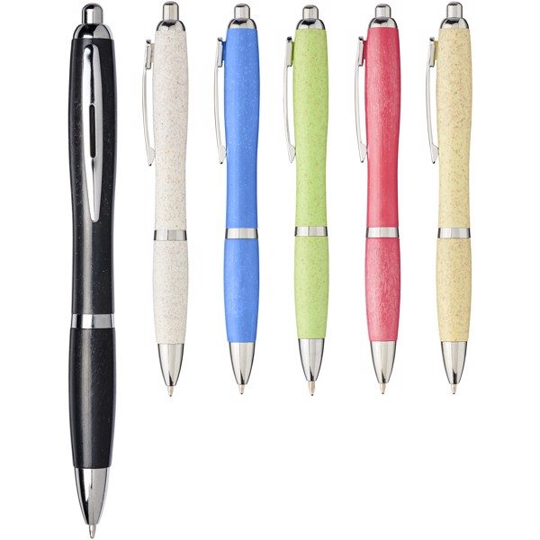 Nash wheat straw chrome tip ballpoint pen - Solid black