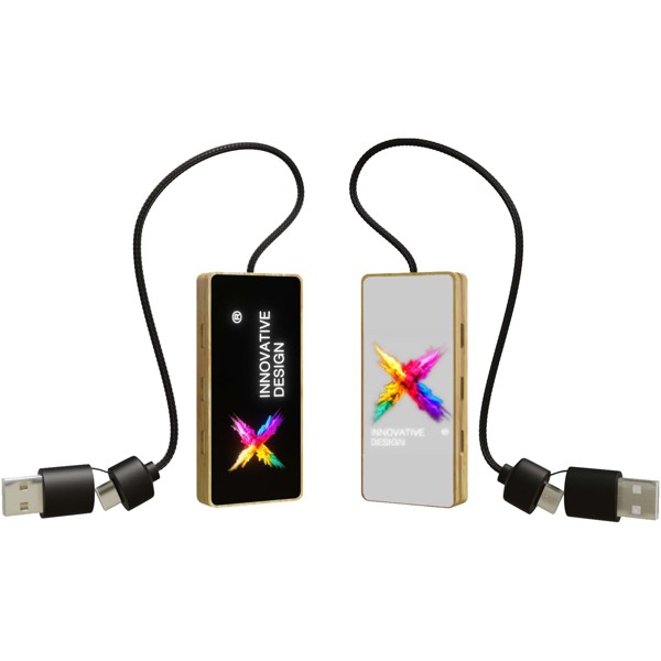 SCX.design H21 8-in-1 wooden USB hub with dual input and 6 ports