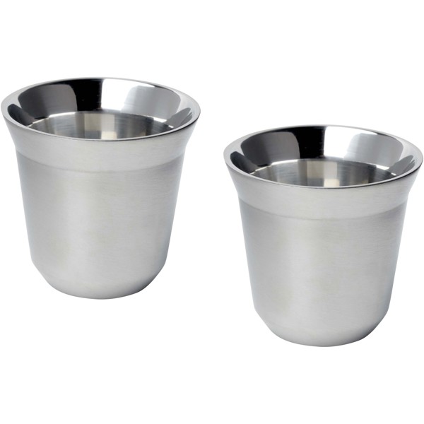 Duo 80 ml RCS certified stainless steel espresso cup set - Silver