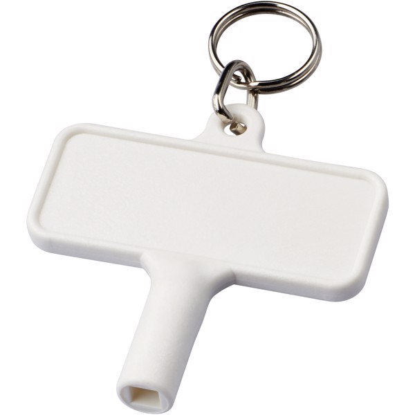 Largo plastic radiator key with keychain - White