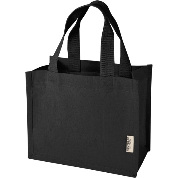 Odessa 220 g/m² GRS recycled cotton mini gusset tote bag 9L - Black