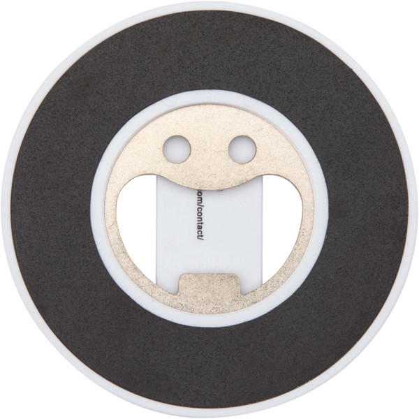 Ain recycled plastic magnetic phone stand with bottle opener - White