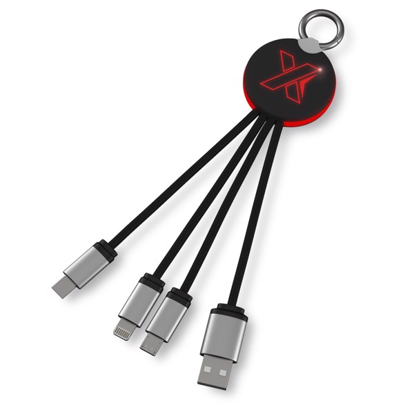 Světelný kabel s kroužkem SCX.design C16 - Černá / Červená s efektem námrazy