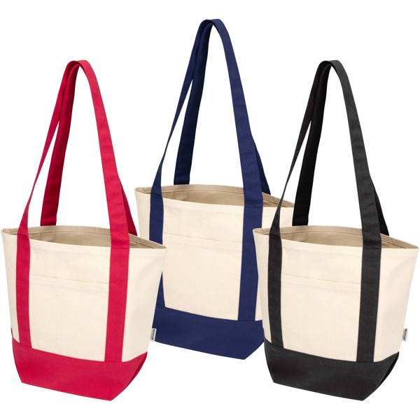 Sam 320 g/m² GRS recycled mini cotton tote bag - Red / Natural